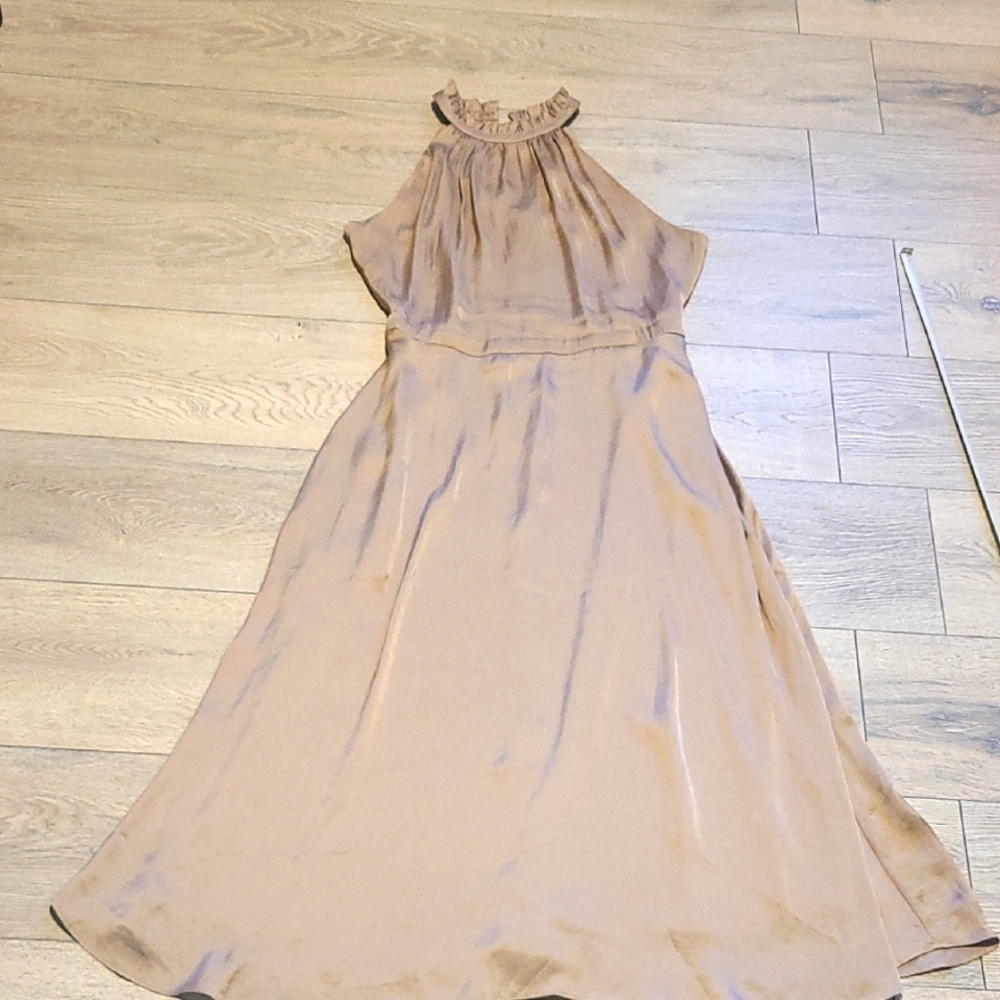 NWT Elie Tahari Tan Midi Dress  Halter Neckline Size 8